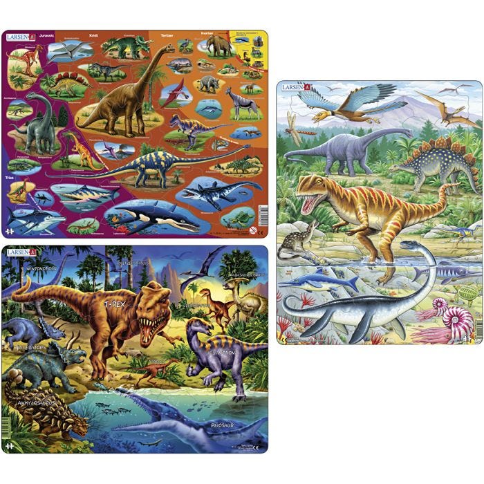 Palapeli dinosaurukset, koko 28,5x36,5 cm, 35-69 kappaletta, 3 kpl/ 1 pkt