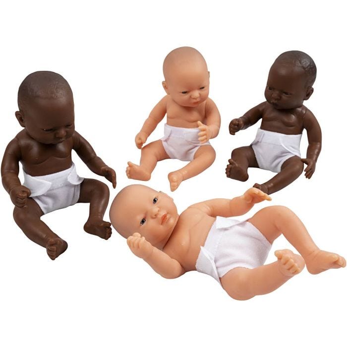 Nukke, Tytöt ja pojat, koko 24 cm, 4 kpl/ 1 pkt