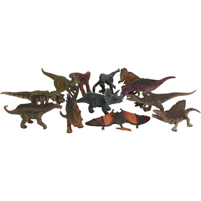 Dinosaurukset, koko 10-14 cm, 12 kpl/ 1 pkt