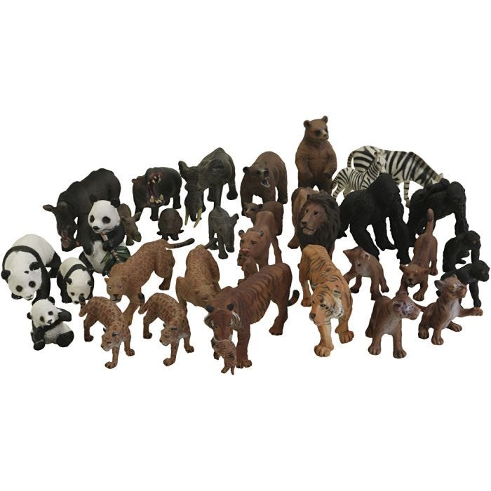 Villieläimet, koko 4,5-15 cm, 32 kpl/ 1 pkt