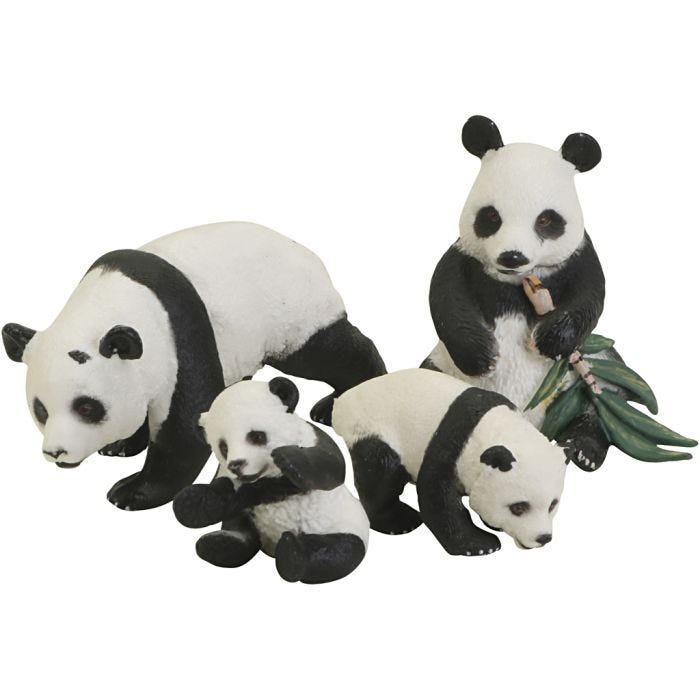 Pandaperhe, Kork. 4-7 cm, Pit. 5-5,5 cm, 4 kpl/ 1 set