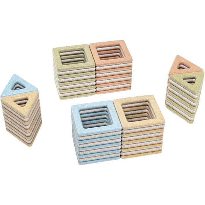 Eco Magnetic Polydron, murretut värit, 72 osaa/ 1 set