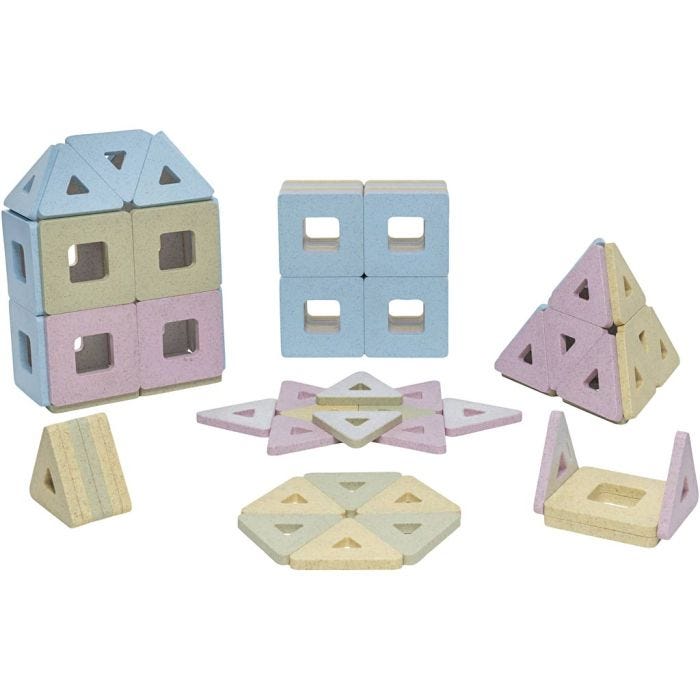 Eco Polydron Kindermag, Kork. 7 cm, Pit. 23 cm, Lev: 21 cm, värilajitelma, 96 osaa/ 1 set