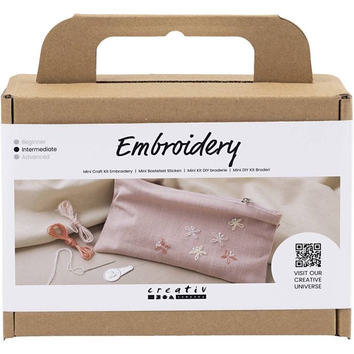 Askartelusetti Mini Kirjailu, Clutch-laukku, dusty rose, 1 pkk/ 1 pkt