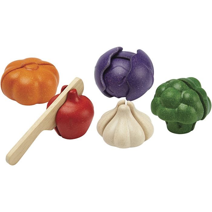 PLAN TOYS Halkaistut Hedelmät ja Kasvikset, 12 kpl/ 1 set