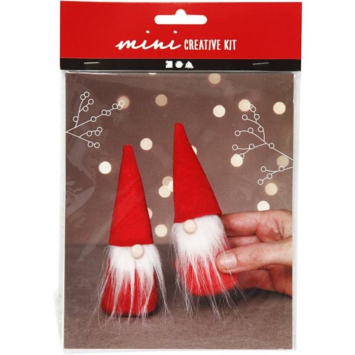 Askartelusetti Mini, Joulutonttu, Kork. 12 cm, punainen, 1 pkk/ 1 pkt