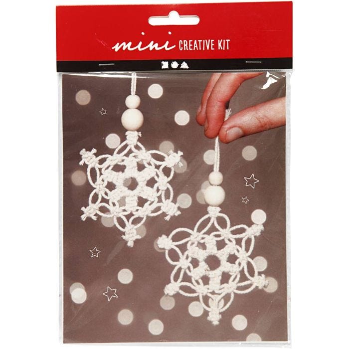 Askartelusetti Mini, Makrame lumihiutale, Kork. 10 cm, 1 pkk/ 1 pkt