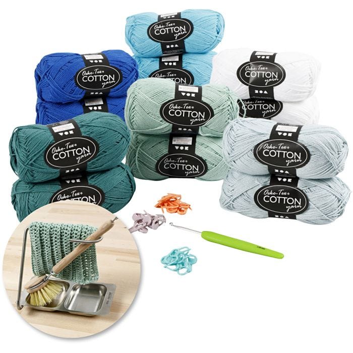 Virkkaus- setti, aqua, 1 set