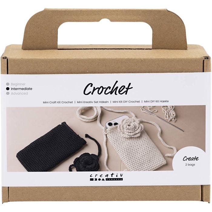 Askartelusetti Mini Virkkaus, Laukku ruusukuviolla, 1 pkk/ 1 pkt