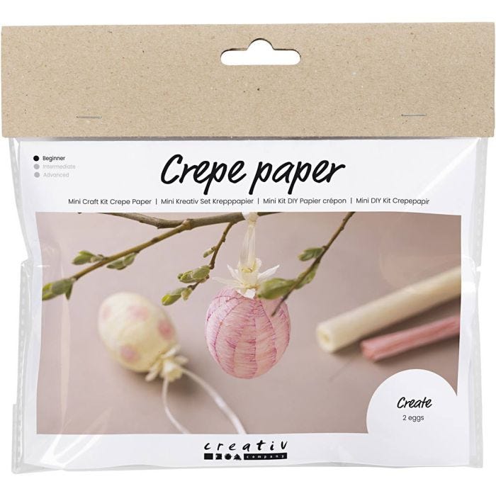Askartelusetti Mini Kreppipaperit, Munat, vaaleanpinkki, vaaleankeltainen, 1 pkk/ 1 pkt