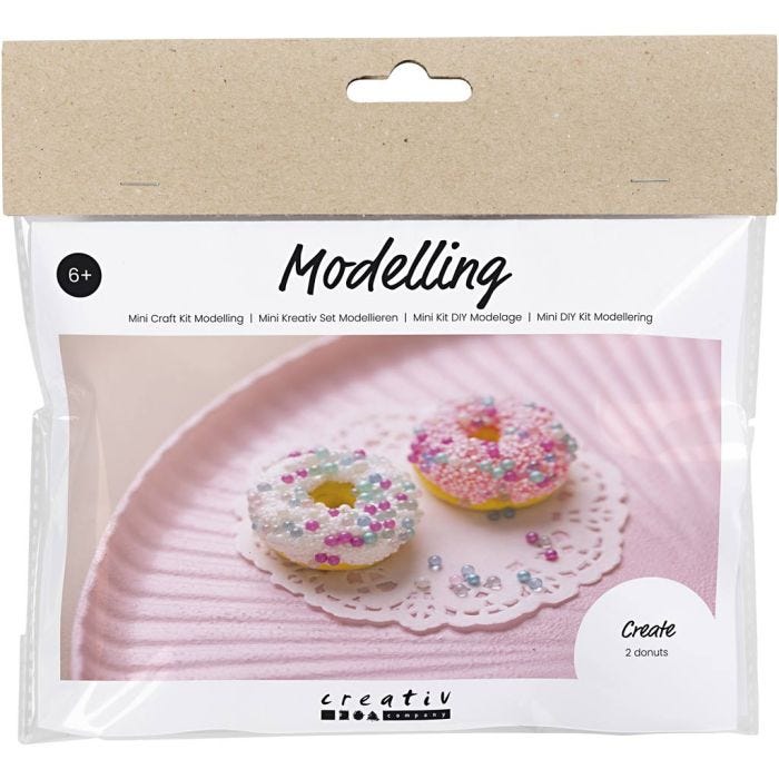 Askartelusetti Mini Muovailu, Donitsit, pinkki, turkoosi, valkoinen, keltainen, 1 pkk/ 1 pkt