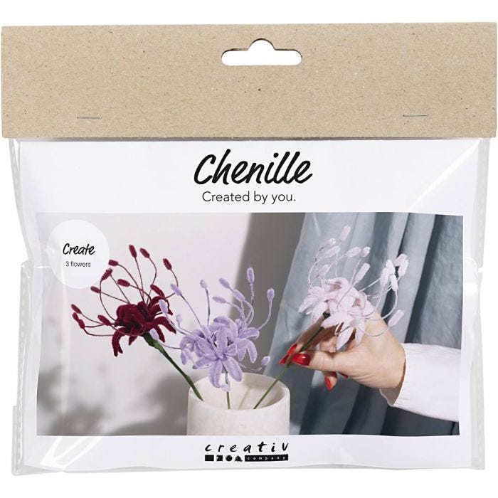 Askartelusetti Mini Kukkia Askartelupunoksista, Hämähäkkililja, pehmeä rose, vaaleanvioletti, tummanpunainen, 1 pkk/ 1 pkt