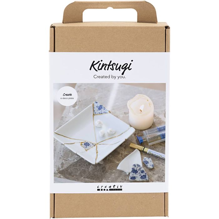 Askartelusetti Kintsugi, Lautanen, sininen, kulta, valkoinen, 1 pkk/ 1 pkt
