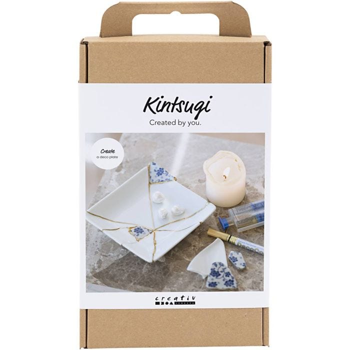 Askartelusetti Kintsugi, Lautanen, sininen, kulta, valkoinen, 1 pkk/ 1 pkt