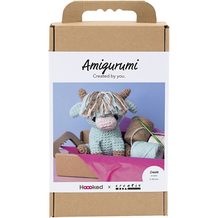 Askartelusetti Amigurumi , Lehmä, beige, mint, 1 pkk/ 1 pkt