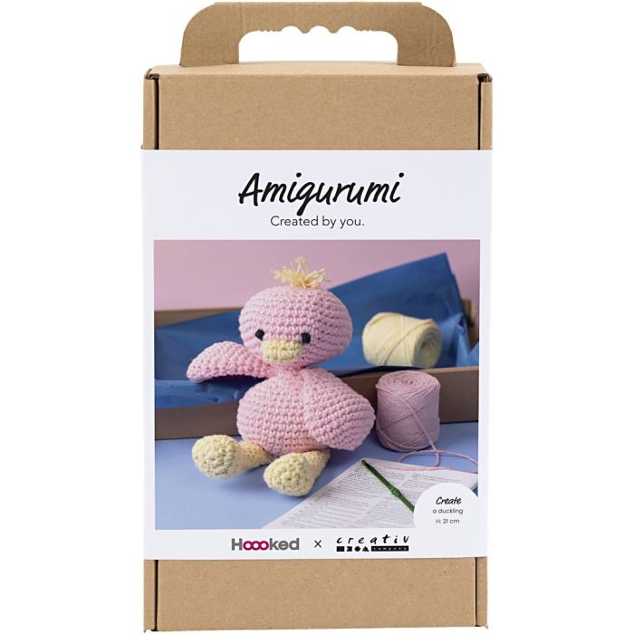 Askartelusetti Amigurumi , Ankka, vaaleanpinkki, vaaleankeltainen, 1 pkk/ 1 pkt