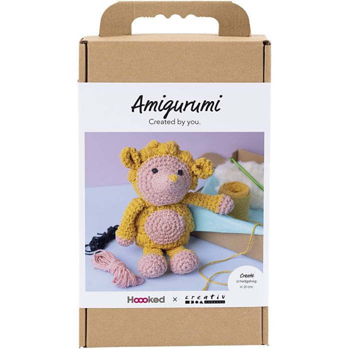 Askartelusetti Amigurumi , Siili, vaaleanrosa, lämmin keltainen, 1 pkk/ 1 pkt