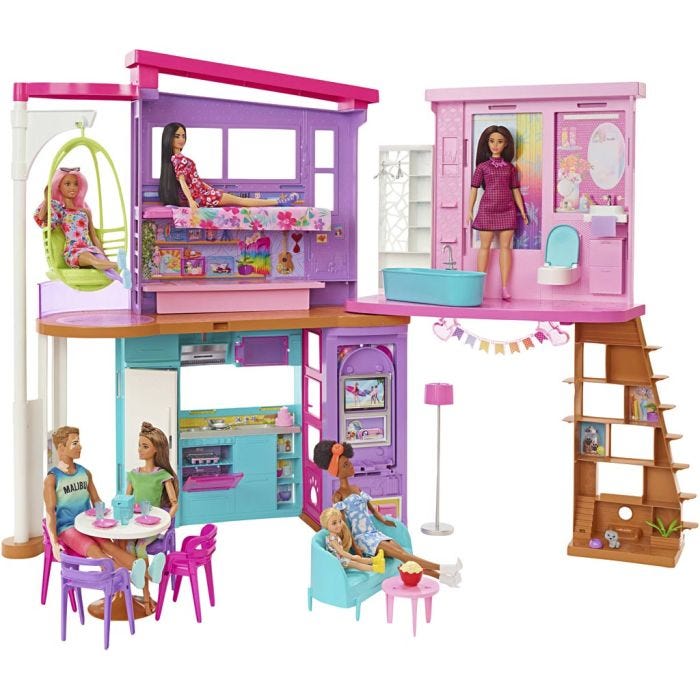 Barbie® Malibu -talo, 72,5 cm, 40,5 cm, 15 cm, 60 x 115, 1 kpl