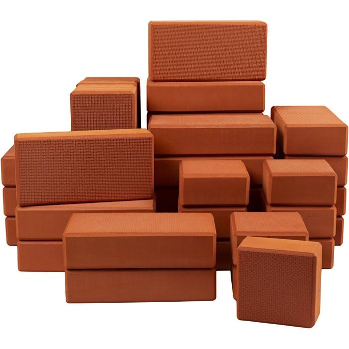 Pehmeät rakennuspalikat, Kork. 6 cm, Pit. 12+24 cm, Lev: 12 cm, terrakotta, 55 kpl/ 1 pkt