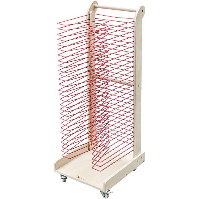 Pyörillä varustettu kuivausteline, Kork. 121,3, Pit. 40 cm, Lev: 40 cm, 1 kpl