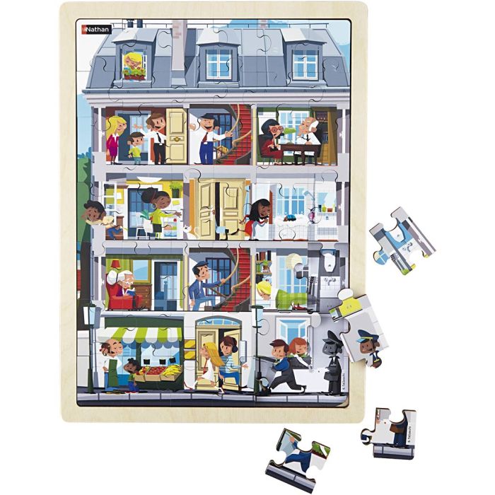 Puinen palapeli, Kerrostalo, koko 37x27 cm, 42 kappaletta, 1 kpl