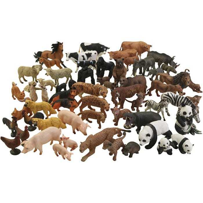 Leikkieläimet, koko 4-14 cm, 63 kpl/ 1 set