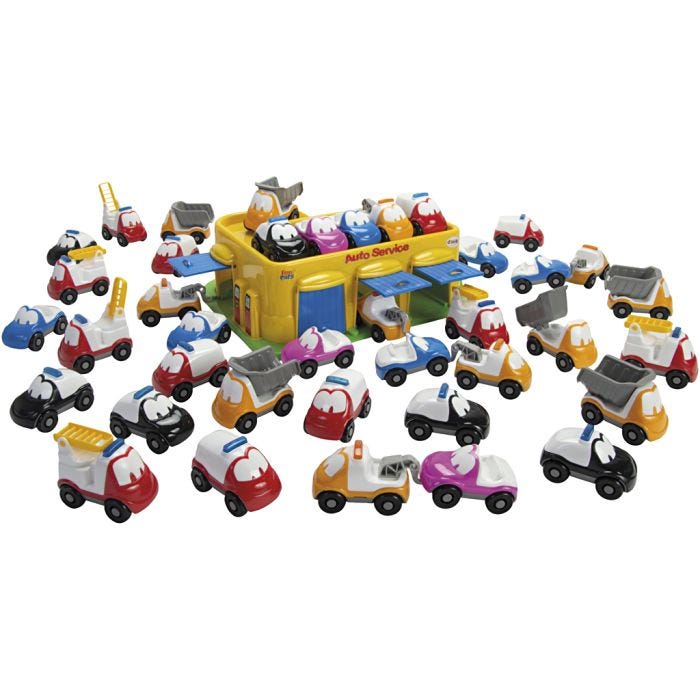 dantoy Fun Autot ja Autotalli, koko 9 cm, 40 kpl/ 1 set