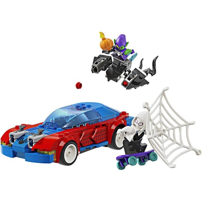 LEGO® Marvel Spider-Manin kilpa-auto ja Venomin Vihreä Menninkäinen, 227 osaa/ 1 pkt