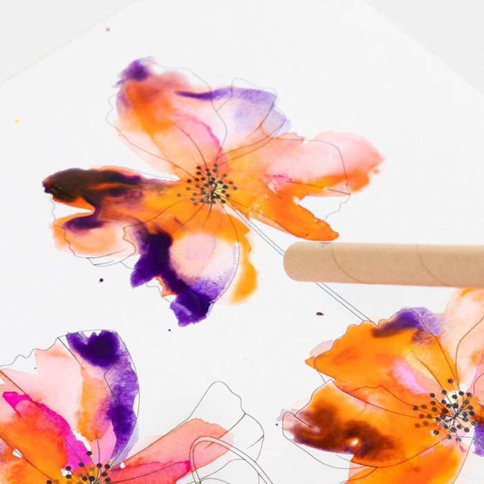 Tehosteiden tekeminen vesiväreillä 