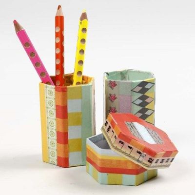 Kuvioteipatut pahviesineet