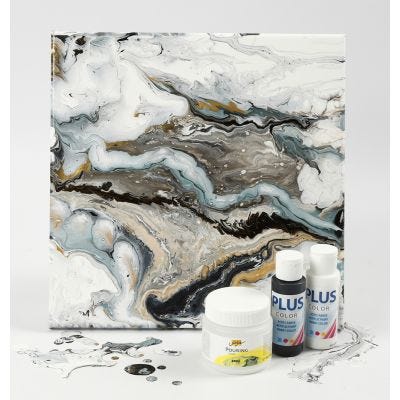 Valutaidetta askartelumaalista ja Pouring-Fluid:sta