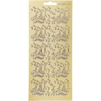 Ääriviivatarra, Joulukynttilät, 10x23 cm, kulta, 1 ark