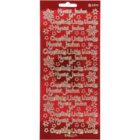 Ääriviivatarra, Hvvää Joulua, 10x23 cm, kulta, kuulto punainen, 1 ark
