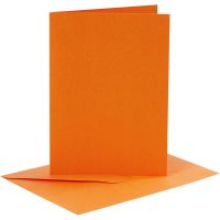 Korttipohja-/kirjekuoripakkaus, kortin koko 10,5x15 cm, kirjekuoren koko 11,5x16,5 cm, 110+220 g, oranssi, 6 set/ 1 pkk