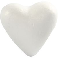 Styrox-sydämet, Kork. 11 cm, valkoinen, 5 kpl/ 1 pkk