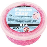 Foam Clay® Helmimassa, kimalle, pinkki, 35 g/ 1 tb