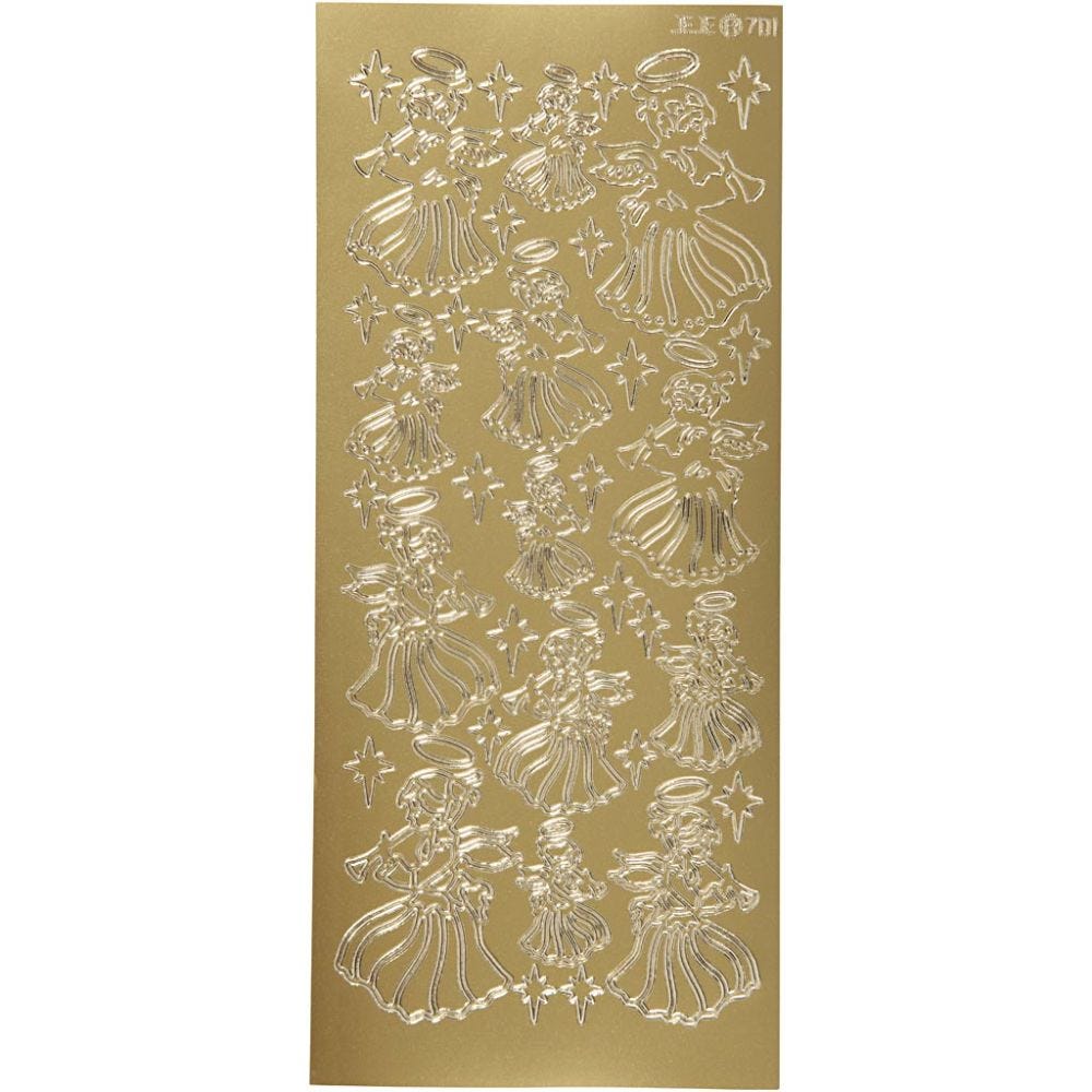 Ääriviivatarra, enkeli, 10x23 cm, kulta, 1 ark
