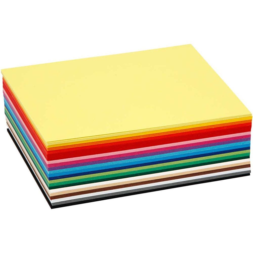 Värillinen kartonki, A6, 105x148 mm, 180 g, värilajitelma, 120 laj/ 1 pkk