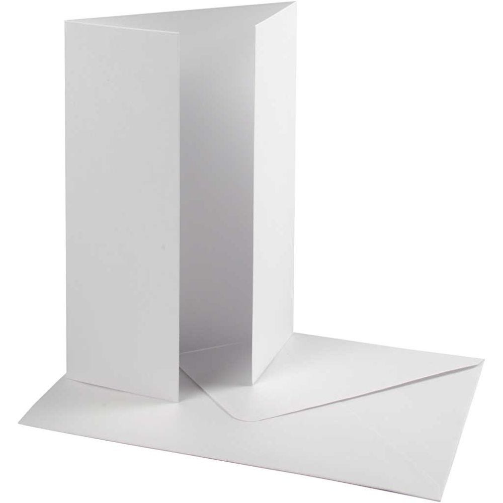 Helmiäiskorttipohja ja kirjekuori, kortin koko 10,5x15 cm, kirjekuoren koko 11,5x16,5 cm, 230+120 g, valkoinen, 10 set/ 1 pkk