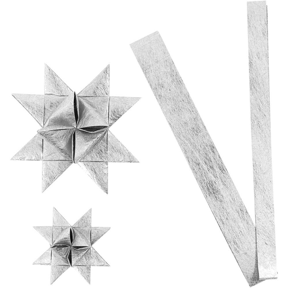 Paperitähtisuikaleet, Pit. 44+78 cm, halk. 6,5+11,5 cm, Lev: 15+25 mm, hopea, 32 suikaleet/ 1 pkk