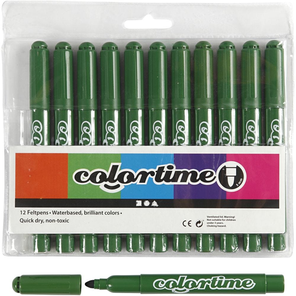 Colortime-tussit, paksuus 5 mm, kuusenvihreä, 12 kpl/ 1 pkk