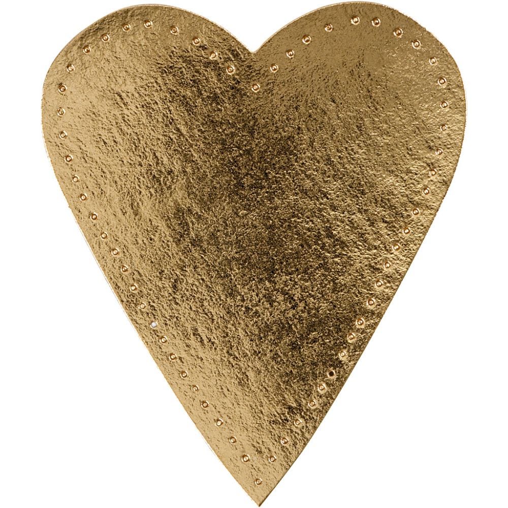 Sydän, Kork. 12 cm, Lev: 10 cm, 350 g, kulta, 4 kpl/ 1 pkk