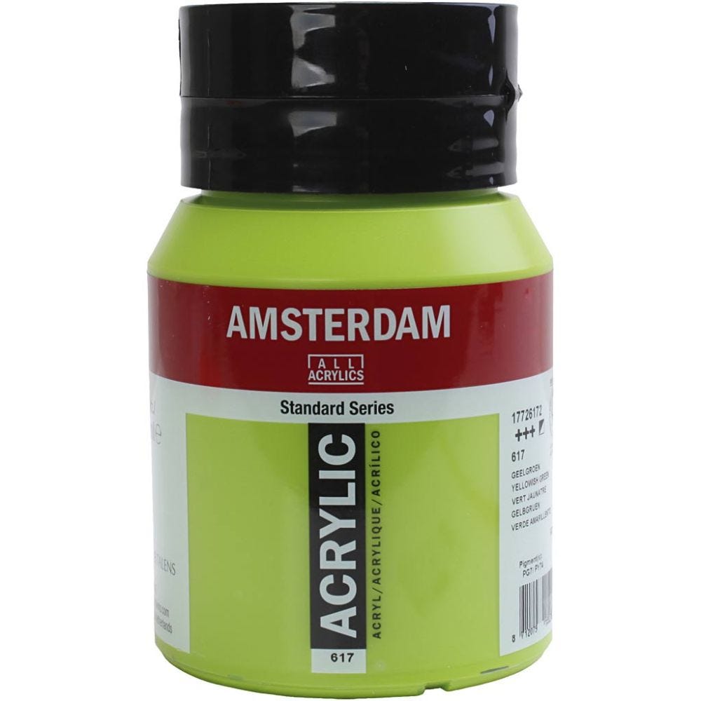 Amsterdam- akryylimaali, läpikuultavat, Yellow green, 500 ml/ 1 pll