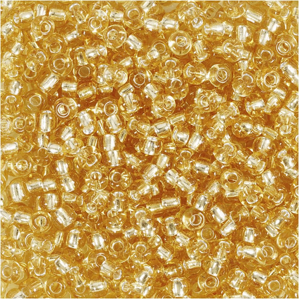 Rocaille-siemenhelmet, halk. 3 mm, koko 8/0 , aukon koko 0,6-1,0 mm, kulta, 25 g/ 1 pkk