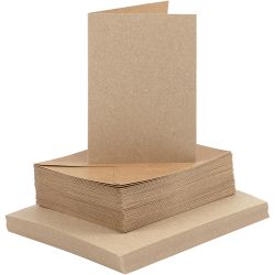 Korttipohja-/kirjekuoripakkaus, kortin koko 10,5x15 cm, kirjekuoren koko 11,5x16,5 cm, 120+240, luonnonrusk., 50 set/ 1 pkt