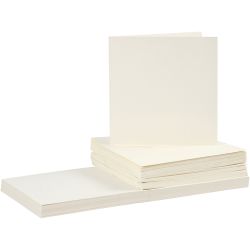Korttipohja-/kirjekuoripakkaus, kortin koko 15x15 cm, kirjekuoren koko 16x16 cm, 110+220 g, luonnonvalkonen, 50 set/ 1 pkt