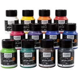 Creall Studio -Akryylimaali, v&auml;rilajitelma, 12x500 ml/ 1 pkt
