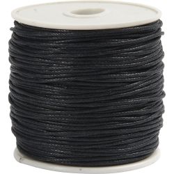 Puuvillany&ouml;ri, paksuus 1 mm, vahattu, musta, 40 m/ 1 rll