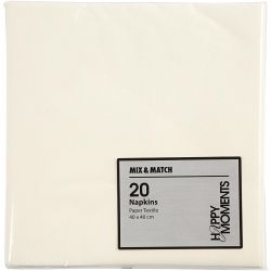 Servietti, koko 40x40 cm, 60 g, luonnonvalkonen, 20 kpl/ 1 pkt