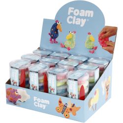 Foam Clay&reg; Helmimassa, glitter v&auml;rit, metallic-v&auml;rit, 12 set/ 1 pkt